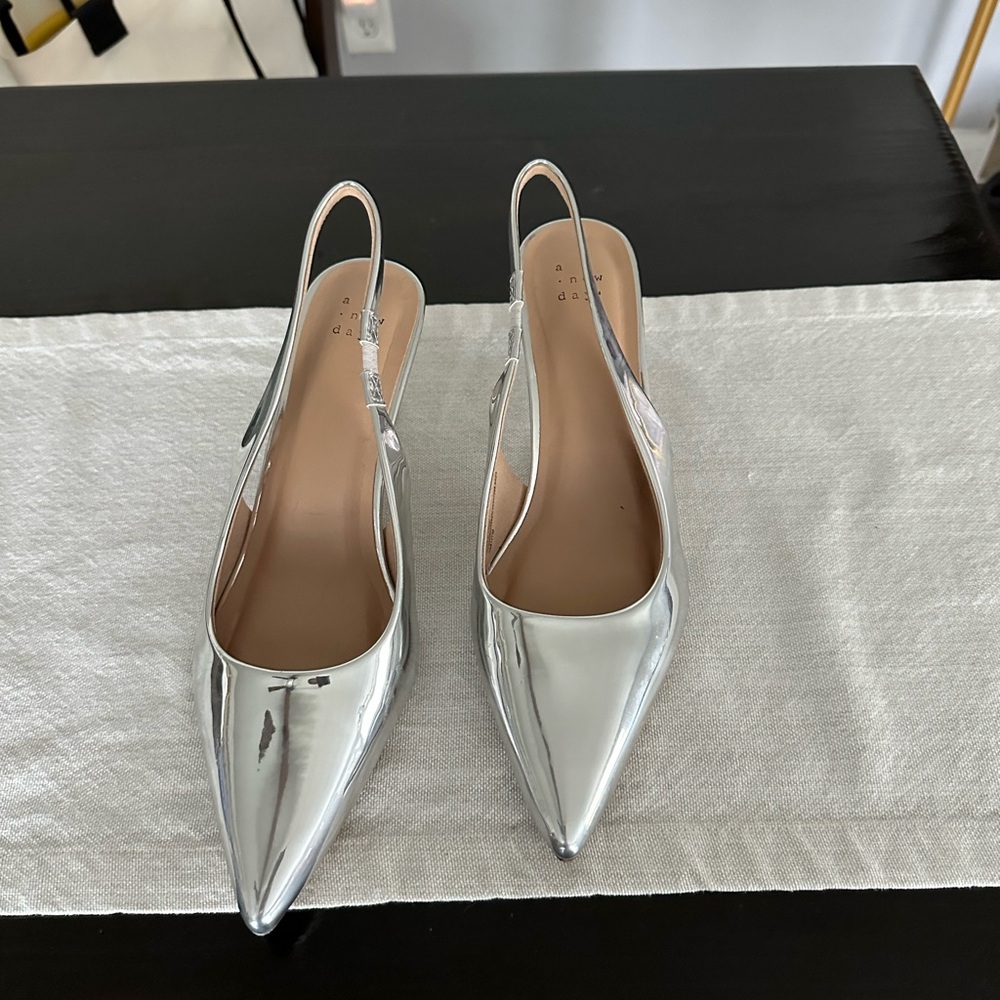 Target Metallic Silver Pointed Heels